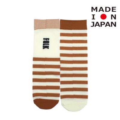 ボーダークレイジーソックス アイボリー×ブリックオレンジ