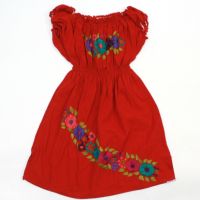 メキシカン フラワー刺繍ワンピース レッド