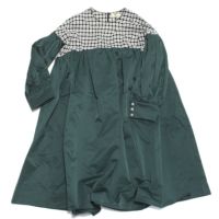 チェック柄タックスリーブボリュームワンピース グリーン(9)