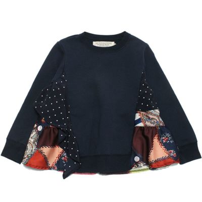 パッチワークキルトPT バックフリル スウェット 4NV紺