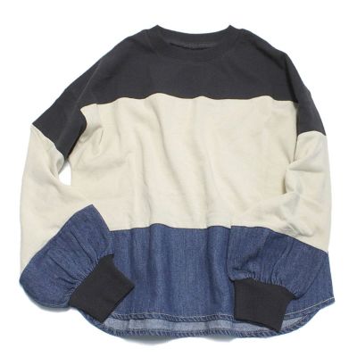 リメイクキリカエ長袖BIGTシャツ チャコール(CH)