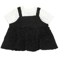 ぽこぽこふくれチェックキャミレイヤードTシャツ クロ(4)