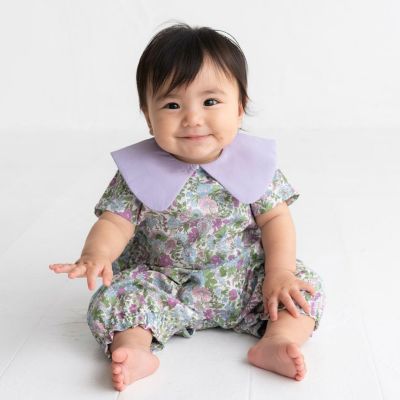 パープルお花プリントbabyロンパース パープル系(34)