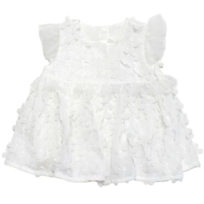 フラワーオーガンジーbabyドレススタイ シロ(01)