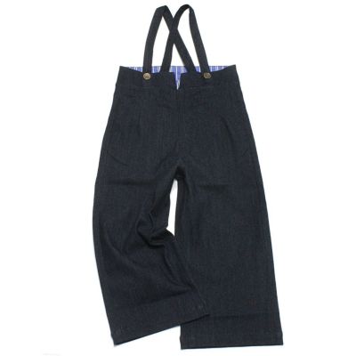 速乾ストレッチデニムサロペットパンツ コン(5)