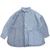 ストライプ シャンブレー シャツ 14BLブルー