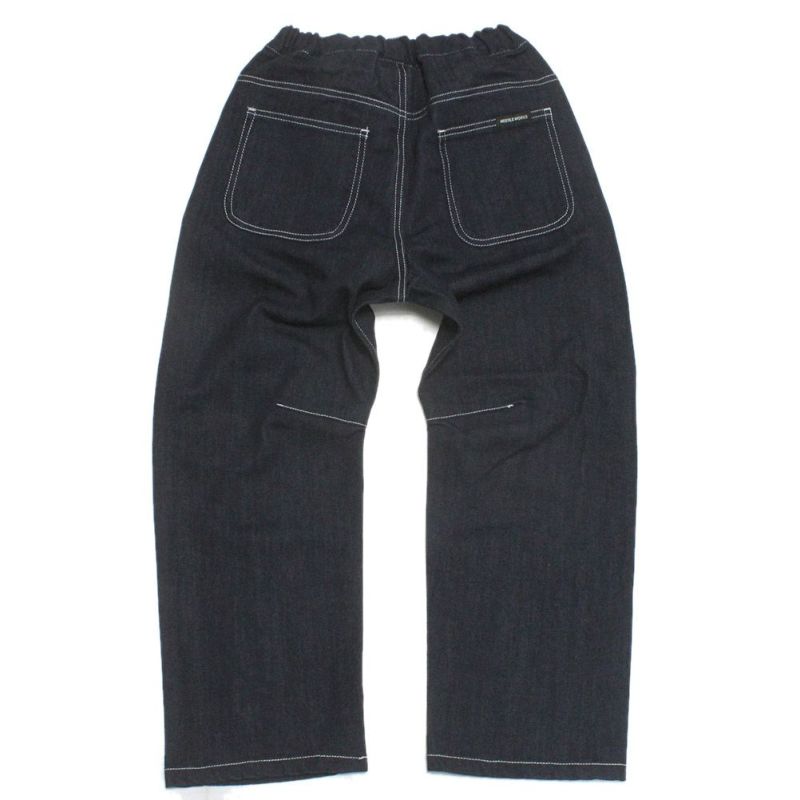 ニードルワークス] 立体denim加工パンツ インディゴネイビー