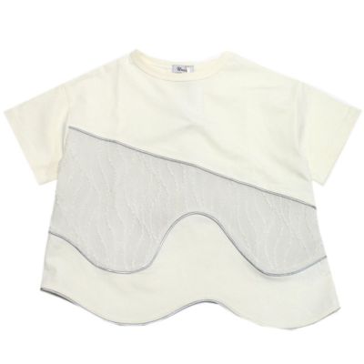 キラキラライン切替Tシャツ オフホワイト(2)