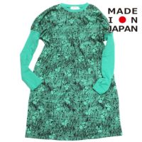 poodle  print  jersey　ドレス グリーンプリント