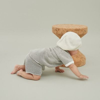 bicolor waffle ショーツ(for baby) エクリュ×チャコール