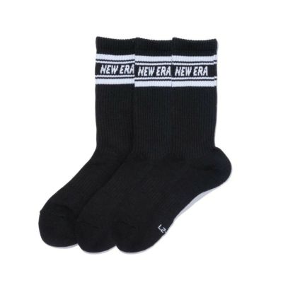 CREW 3PAIRS LINE SOCKS(BLACK) ブラック