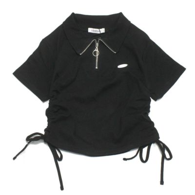ハーフZIPドロストTシャツ クロ80)