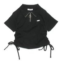 ハーフZIPドロストTシャツ クロ80)