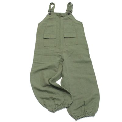 綿麻サロペット カーキ