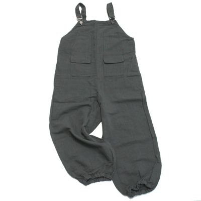 綿麻サロペット チャコール