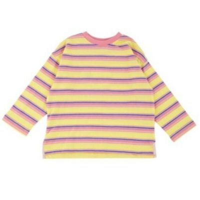 マルチボーダーサイドスリットロンT ピンク(PK)
