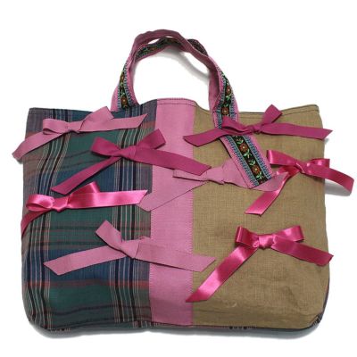 チェックキリカエ ミックスリボンツカイ レッスンBAG 8GNグリーン