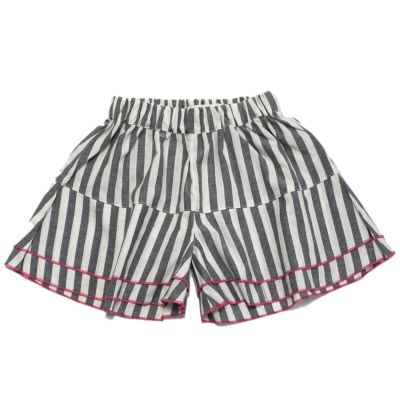 Flare short パンツ 黒ストライプ(2)