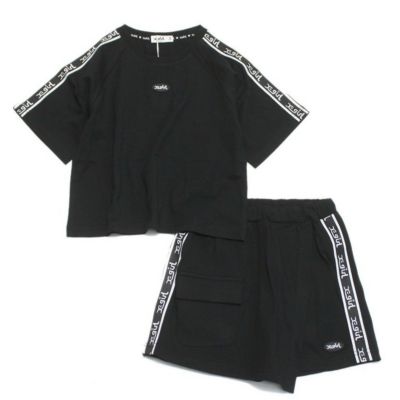 ロゴライン半袖Tシャツ＆スカパンセット クロ(80)