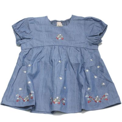 イチゴ刺繍パフチュニック Lブルー(56)