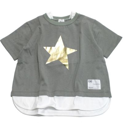レイヤードポーラーTシャツ カーキ