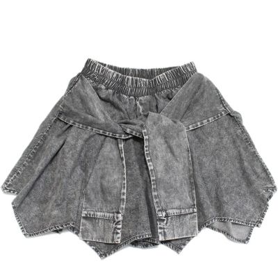 シャツ巻き風デニムキュロット グレー(82)