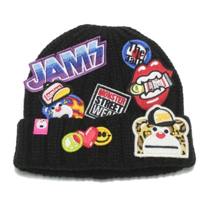 JAMワッペン ニットCAP ブラック
