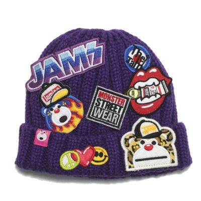 JAMワッペン ニットCAP パープル
