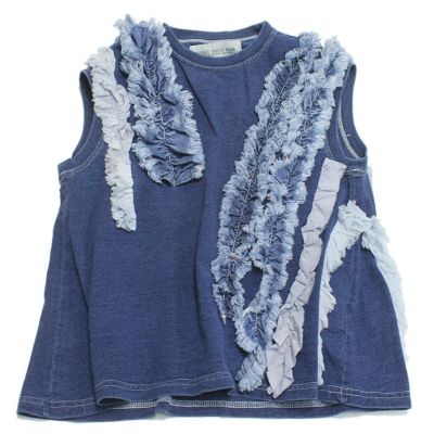 ビンテージテンジク フリフリ ノースリーブ TEE 4NV紺