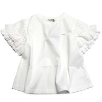 サラサラテンジク 袖レース Tシャツ 1W白