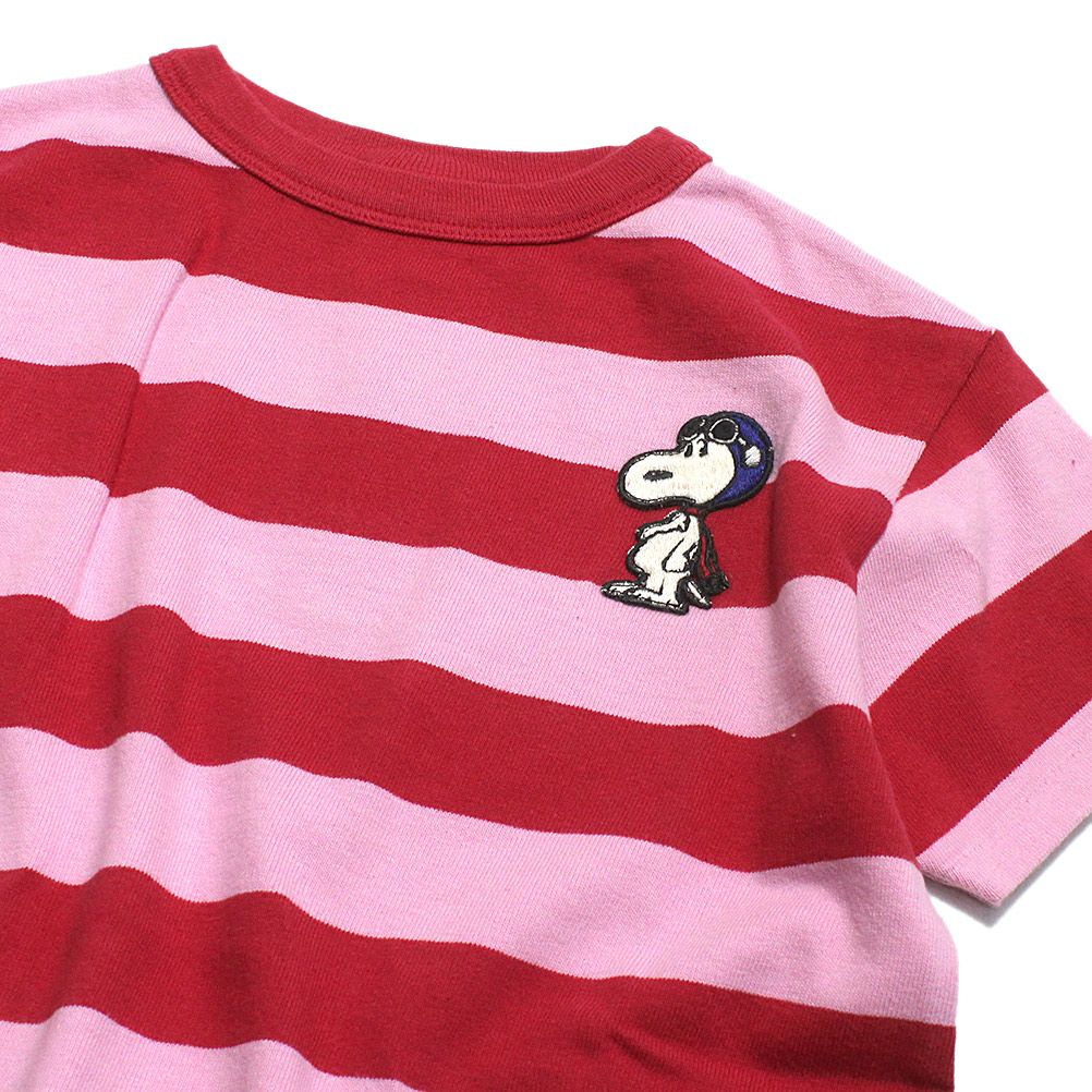 デニムダンガリー×スヌーピー] ワイドボーダーテンジク SNOOPY TEE 5R