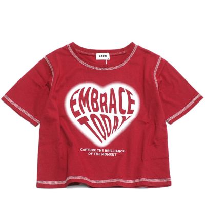 吸水速乾ハートスプレーTシャツ アカ(10)