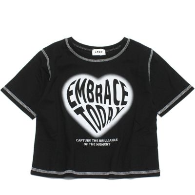 吸水速乾ハートスプレーTシャツ クロ(80)