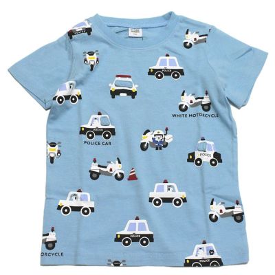 パトカー総柄Tシャツ ブルー(BL)