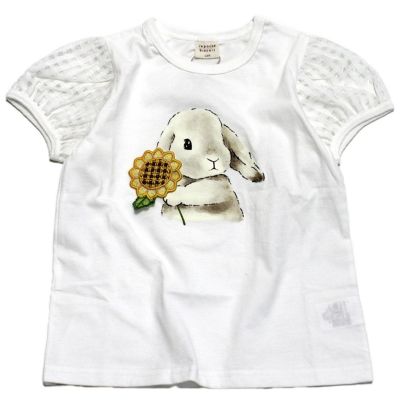 ひまわり＆ラビット シースルーTシャツ オフホイワイト(OW)