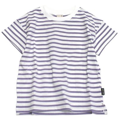 【接触冷感】ボーダー半袖Tシャツ パープル(60)