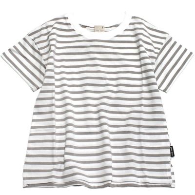 【接触冷感】ボーダー半袖Tシャツ グレー(82)