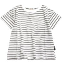 【接触冷感】ボーダー半袖Tシャツ グレー(82)