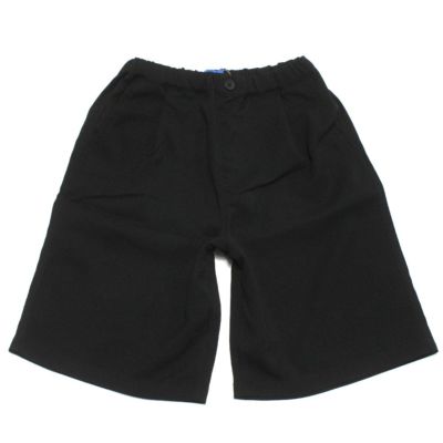 パナマ風タックハーフパンツ クロ(80)