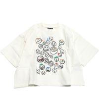 スマイル柄ワイドTシャツ ホワイト
