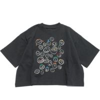 スマイル柄ワイドTシャツ ブラック
