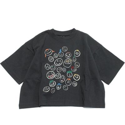 スマイル柄ワイドTシャツ ブラック