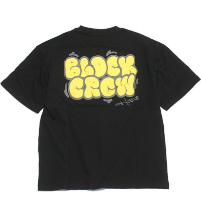 【接触冷感】ハイクールコットン・発泡プリント半袖Tシャツ クロ(80)