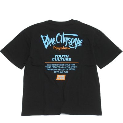 【接触冷感】ハイクールコットン・配色ロゴプリント半袖Tシャツ クロ(80)