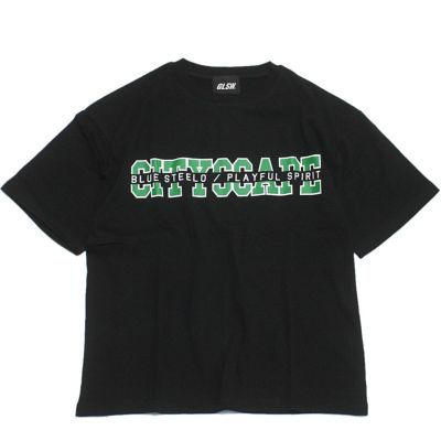 【接触冷感】ハイクールコットン・フロントプリント半袖Tシャツ クロ(80)