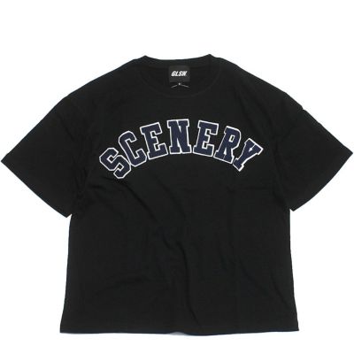 【接触冷感】ハイクールコットン・アップリケ刺繍半袖Tシャツ クロ(80)
