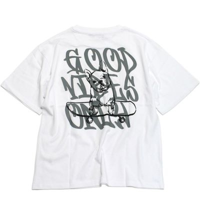【接触冷感】ハイクールコットン・DOGプリント半袖Tシャツ シロ(01)