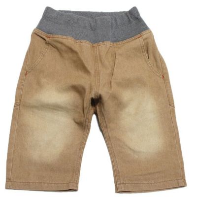 カラーデニムハーフサルエルパンツ ベージュ