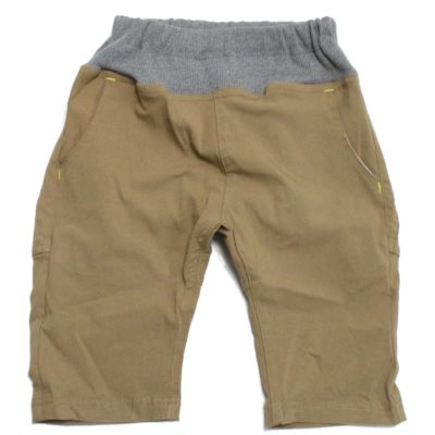 スーパーストレッチサルエルハーフパンツ ブラウン