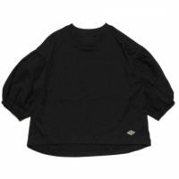 T/C天竺袖ローン8分袖Tシャツ ブラック